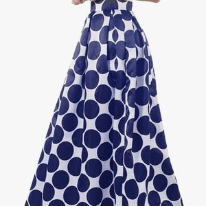 Navy Polka Dot Maxi Skirt - Women's Skirt